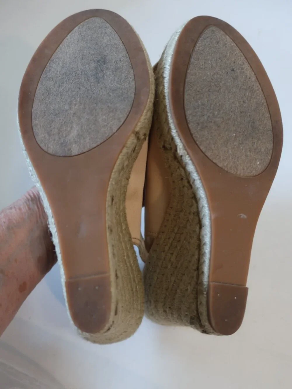 NWOB Boutique x Nordstrom Pale Gold Trina Fabric Satin Bow Espadrille Wedge 7.5N